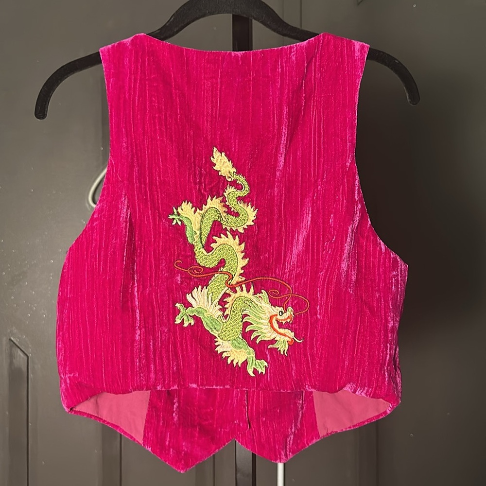 Nasty Gal Pink-Premium Embroidered Velvet Vest. Brand New!